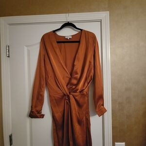 Chic Long Sleeve Rust Dress